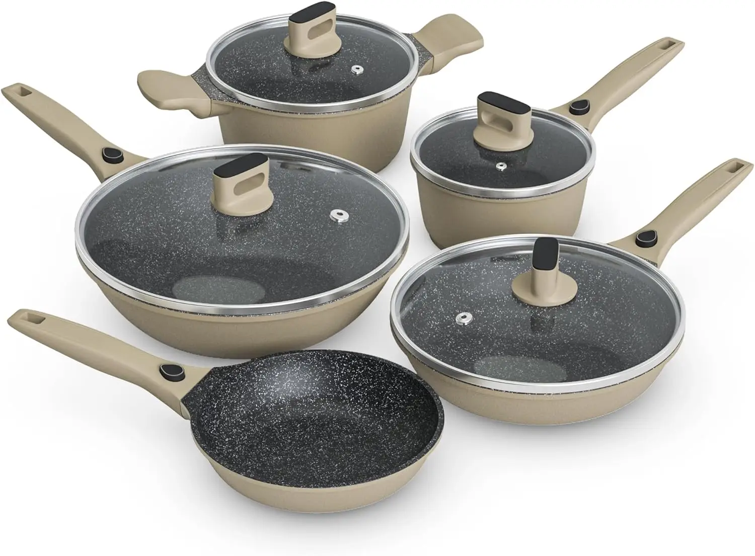 

Cookware Sets Nonstick, 9 Pcs Pots and Pans Set Detachable Handle, Kitchen Induction Cookware Sets with Removable Handle, Kitche