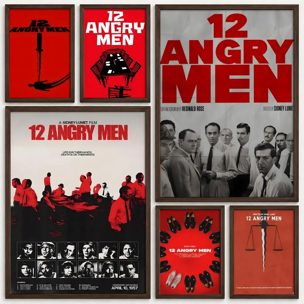 Movie 12 Angry Men Poster Self‑Adhesive Waterproof PP Poster Coffee House Bar Wall Art Sticker Room Home Decor