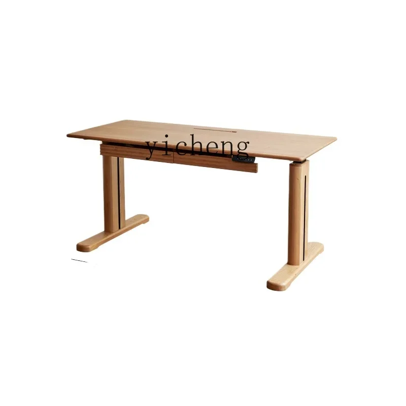 TQH solid wood electric lifting table household cherry wood desk learning computer table silent adjustment workbench