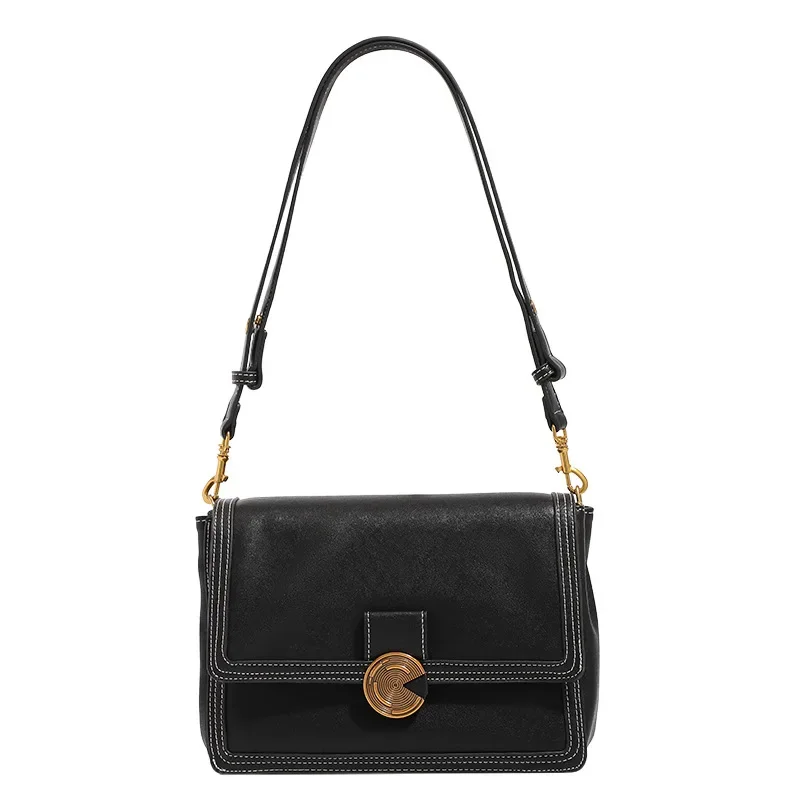 2025 New Women's Fashionable Versatile Leather Commuter Shoulder Bag Trendy Vintage Small Square Underarm Bag Purses