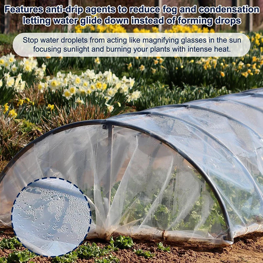6.5x20 FT Clear Polyethylene Film Greenhouse Plastic Cover For Gardening Farming All-Weather Use Accessories Frost Protection