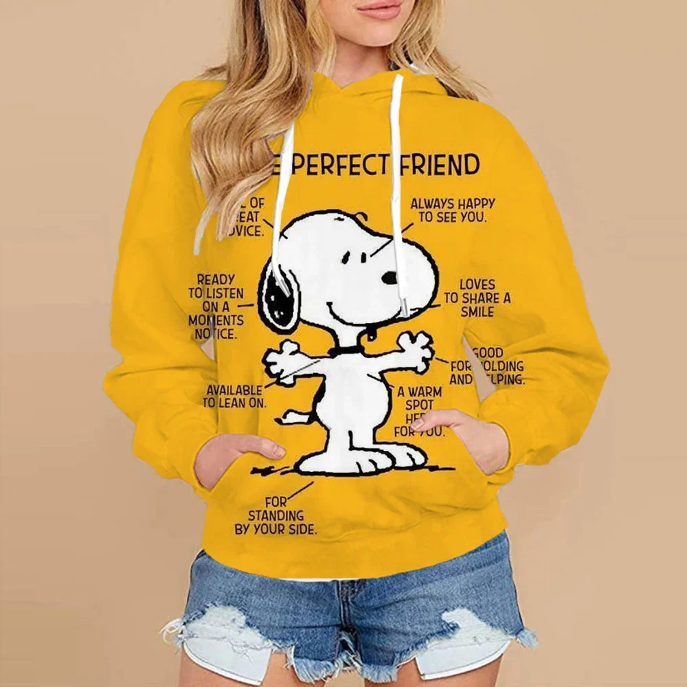 Jesień i zima Gorąco sprzedający się sweter Disney Snoopy Druk 3D Dorosły damski Wiosna i jesień Nowa bluza z kapturem Street Casual Jumper