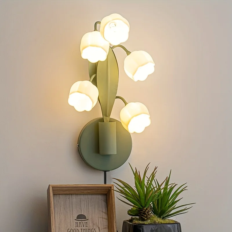 

American flower wall lamp, living room, study, bedroom bedside, corridor creative Nordic style imitation