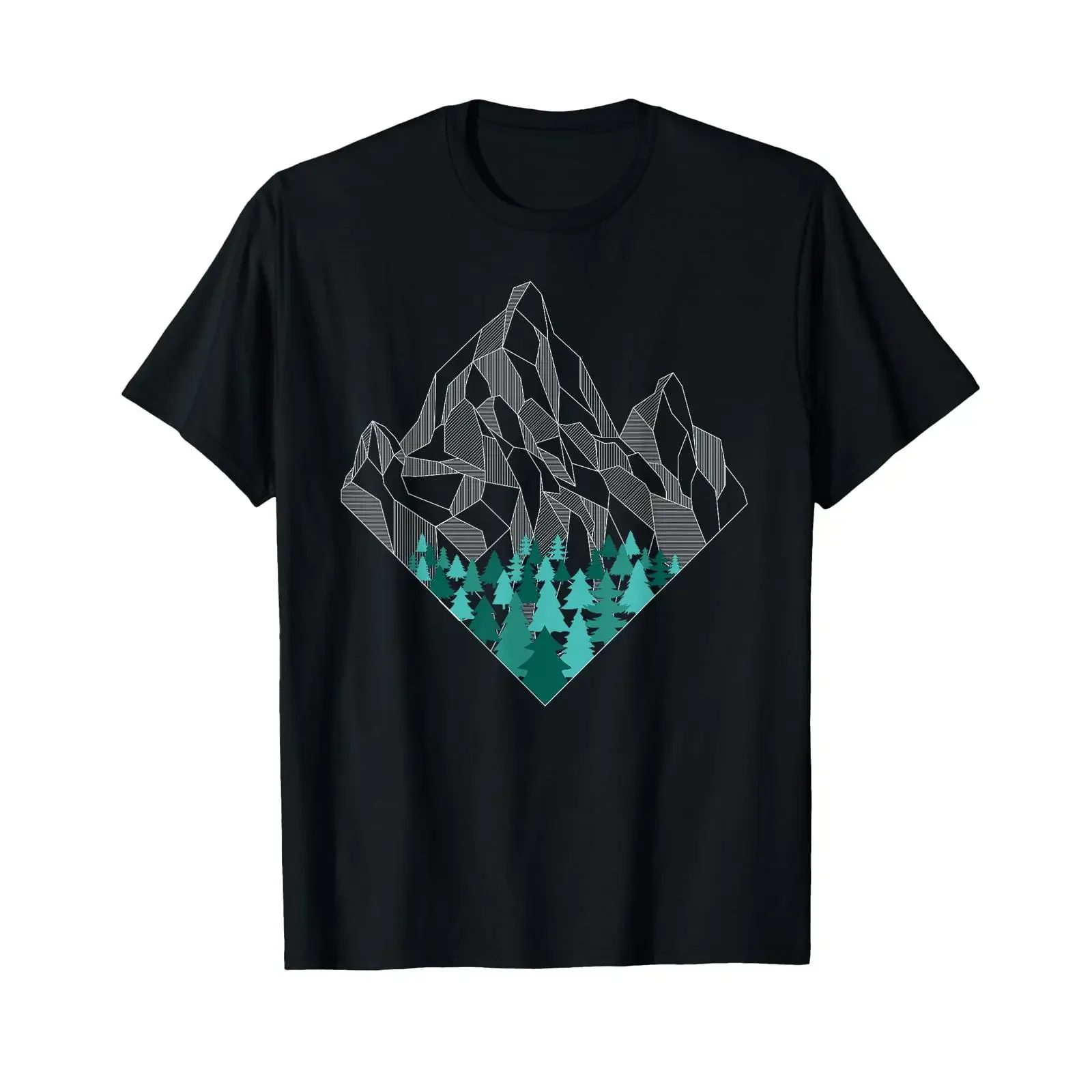 Minimal Mountains Geometry Outdoor Hiking Nature T Shirt vintage Washed Stylish Versatile homme Top For Everyday Wear