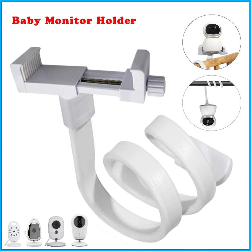 Flexible Twist Mount Bracket for Baby Monitor Cam,No need punching Attaches to Crib Cot Shelves or Furniture Adjustable Long Arm