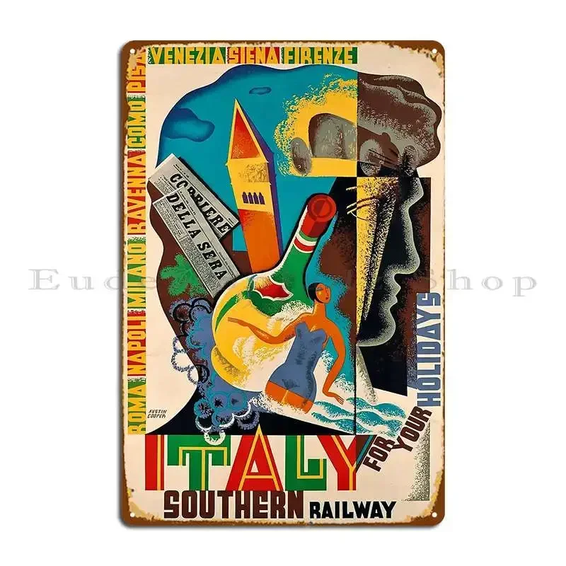 Italy Vintage Travel Poster Metal Sign Wall Mural Cinema Party Club Living Room Printed Tin Sign Poster