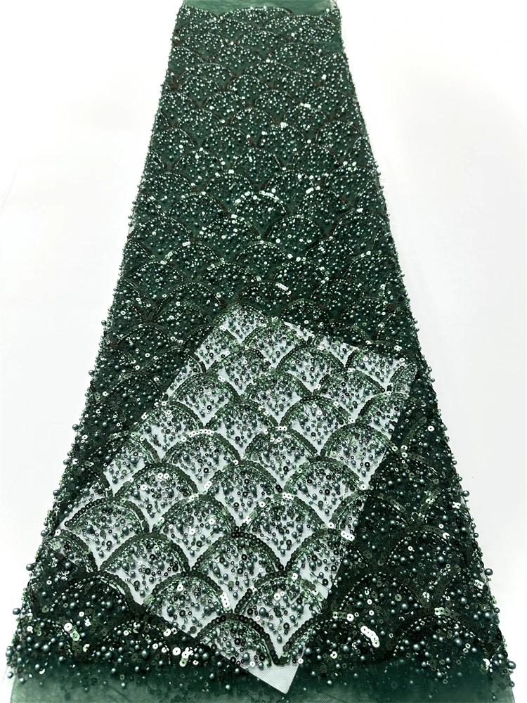 

Оптовая продажа, африканская тяжелая кружевная ткань с бисером, 2024, высокое качество, нигерийское роскошное кружево с блестками, французский тюль, ткань для праздничного платья