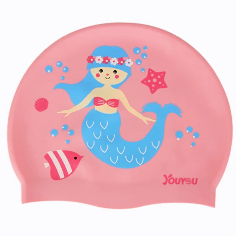 Kid's Silicone Swimming Caps  Boys Girls Have Long Hair Waterproof Ears and Cute Women Swimming Caps Swimming Equipment