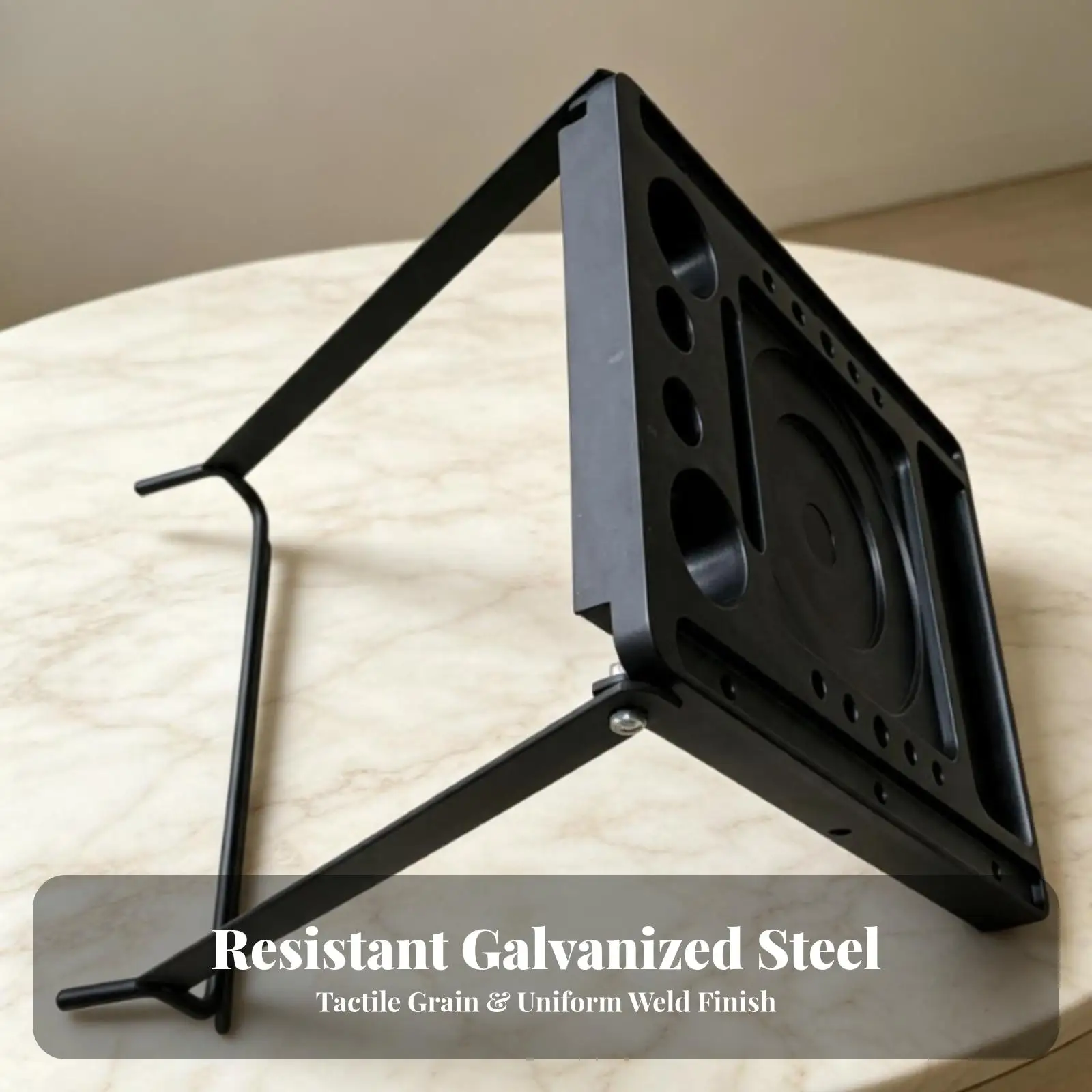 Compact Galvanized Steel Ladder Shelf Folding Hook Bracket Work Surface for Paint Tools Secure Climbing Tray