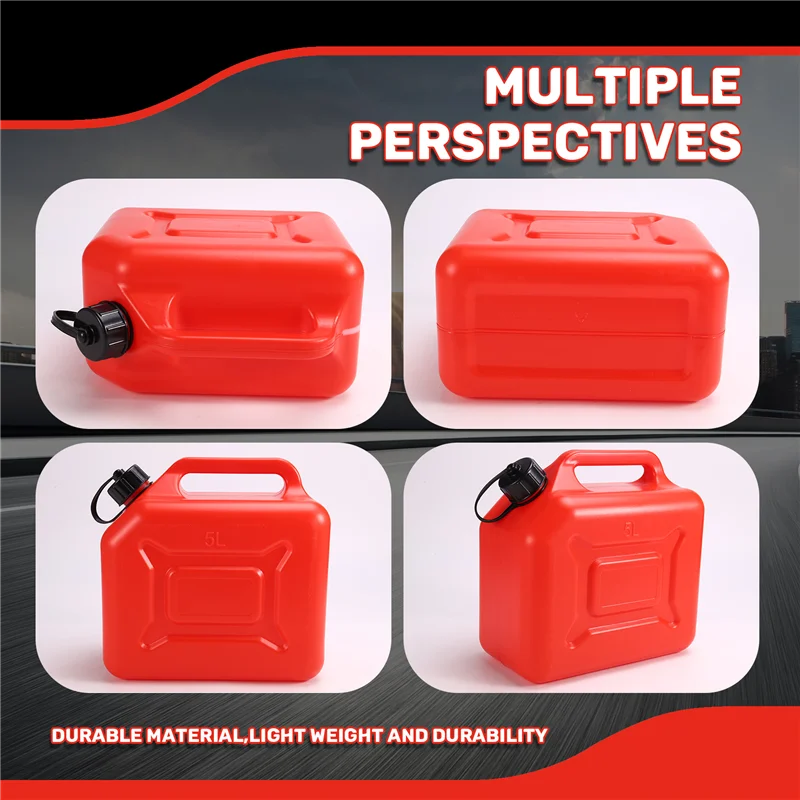 5L Car Fuel Tank Can Spare  Plastic Petrol Gas Container Anti-Static Fuel Carrier  With Pipe For Car-[Qahk]