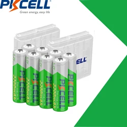 8PCS PKCELL 2200mAh AA Rechargeable Battery 1.2V NIMH 2A AA Pre-charged LSD Batteries and 2PC Battery holder for clock toys