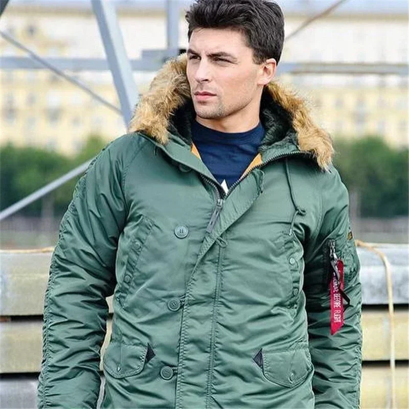 Plus Size Fur Hood Long Waterproof Pilot Windproof Air Force Winter Parka Thick Men Outwear Coat plus Size N3B Military Jacket