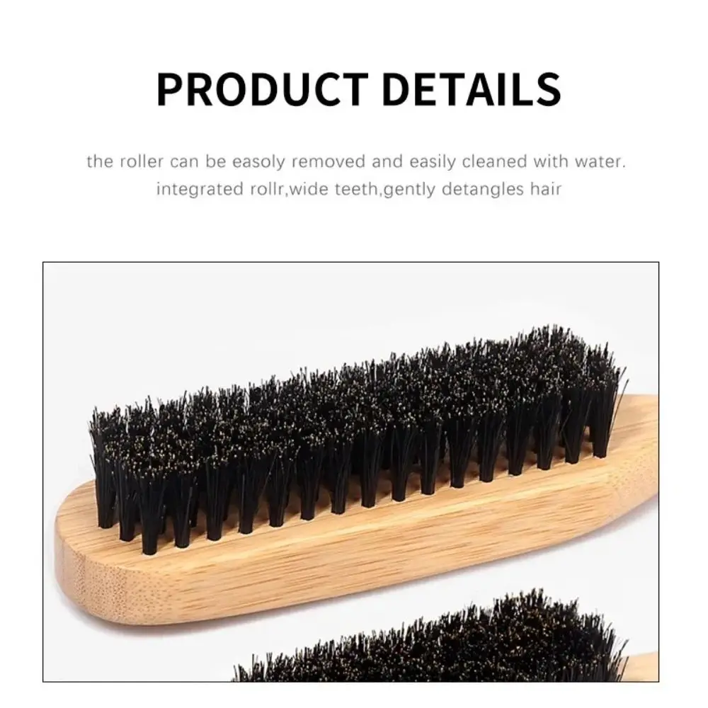 Wood Boar Bristle Hair Brush Smooth Finish Teasing Function Slick Back Hair Brush Flyaways Control Backcombing Design