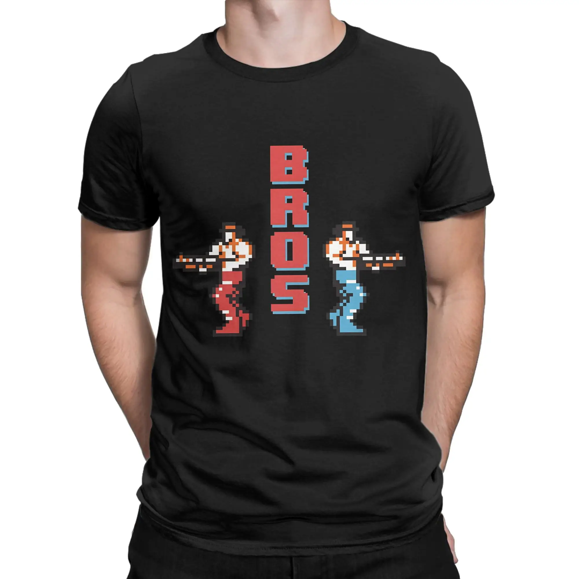 8 Bit Contra Bros Classic Novelty 100% Cotton T-Shirt Contra NES Tops Tees For Men