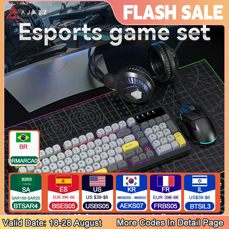 

Игровая клавиатура AT120, мышь, наушники, набор 3 в 1 RGB