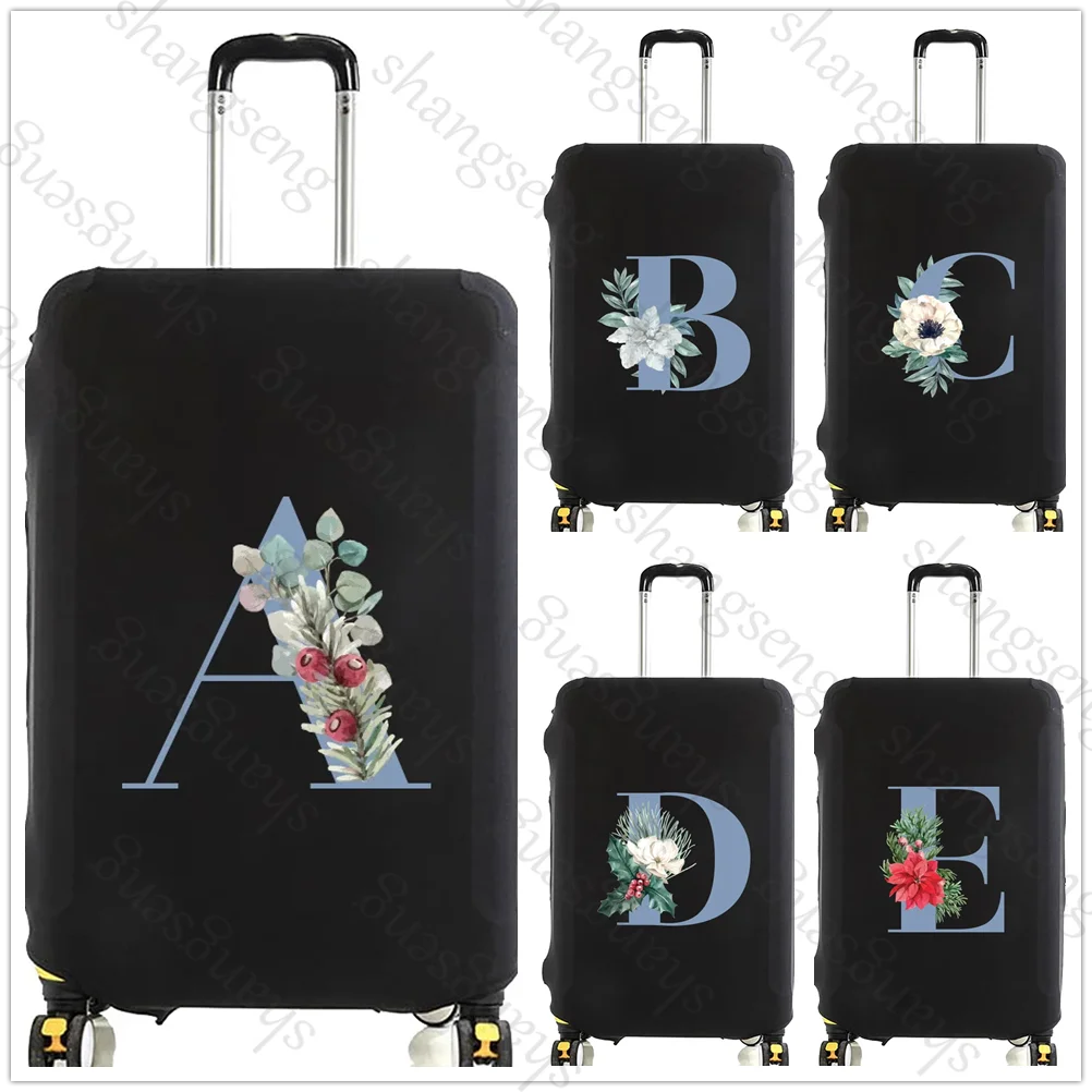 Blue initials flower Travel Luggage Cover Elastic Suitcase Trolley Protector Cover dust cover Suitcase Case For 18-32