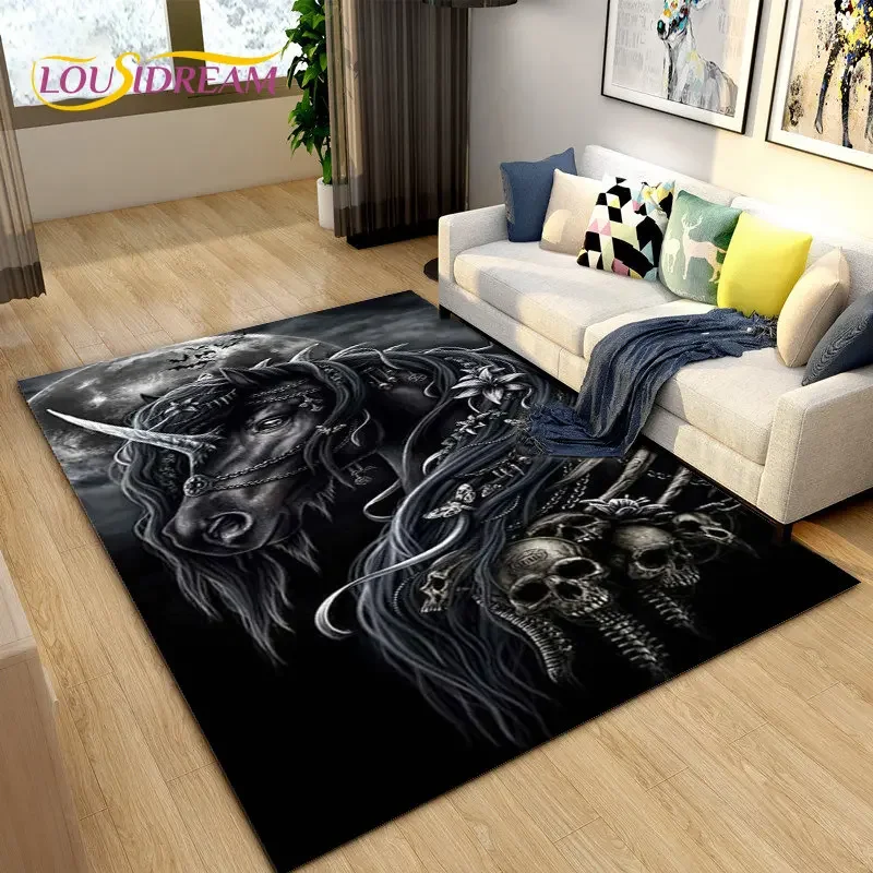 3D Light Luxury Modern Horse Area Rug Large,Carpet Rug for Living Room Bedroom Sofa,Kitchen Bathroom Doormat Non-slip Floor Mat - view 3