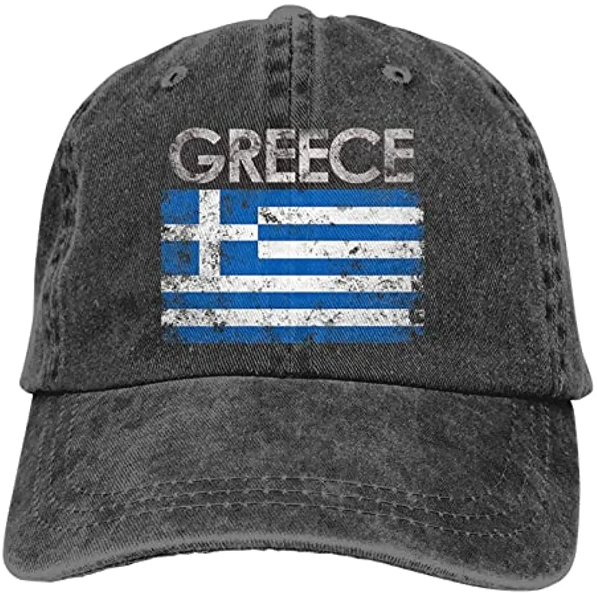 Greek Flag of Greece Denim Hats for Mens Womens Baseball Caps Casquette Black Adult Unisex Four Seasons Casual Polyester