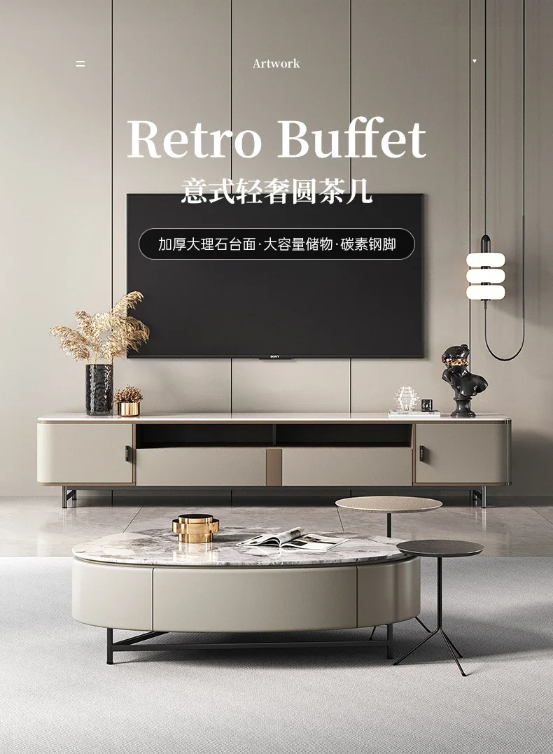 

New marble coffee table water drop oval modern simple light luxury Italian minimalist coffee table household living room