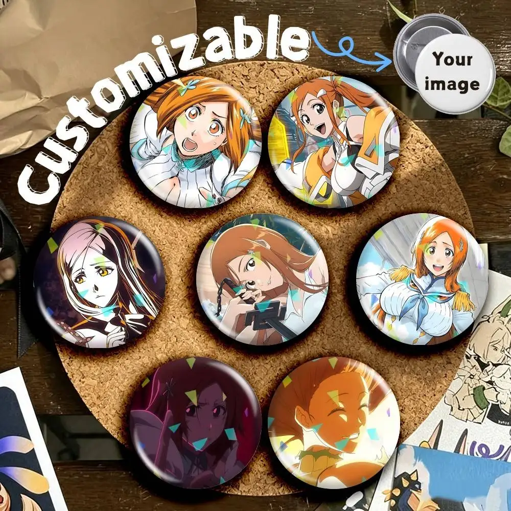 O-Orihime Inoue Anime B-BLEACH Customizable Round Brooch Pins