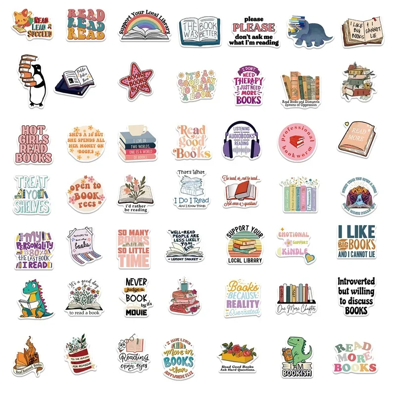 10/30/50PCS Cartoon Reading PVC Sticker Aesthetic Decoration Scrapbooking Sketchbook Korean Stationery School Supplies for Kids