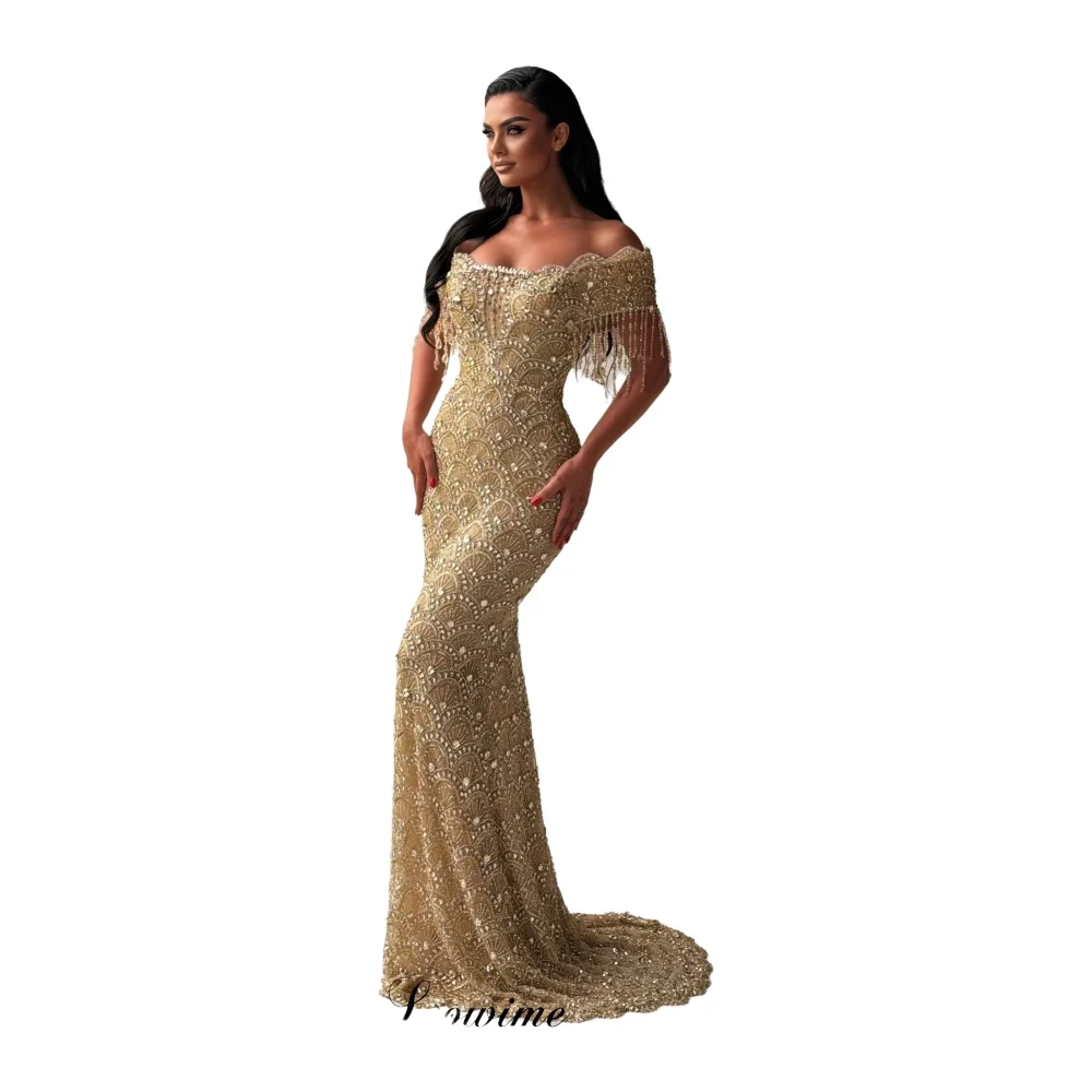 Elegante Abendkleider für Damen mit Kristallen, schulterfreie Ballkleider für besondere Anlässe, Couture-Abendkleider, maßgeschneidert.