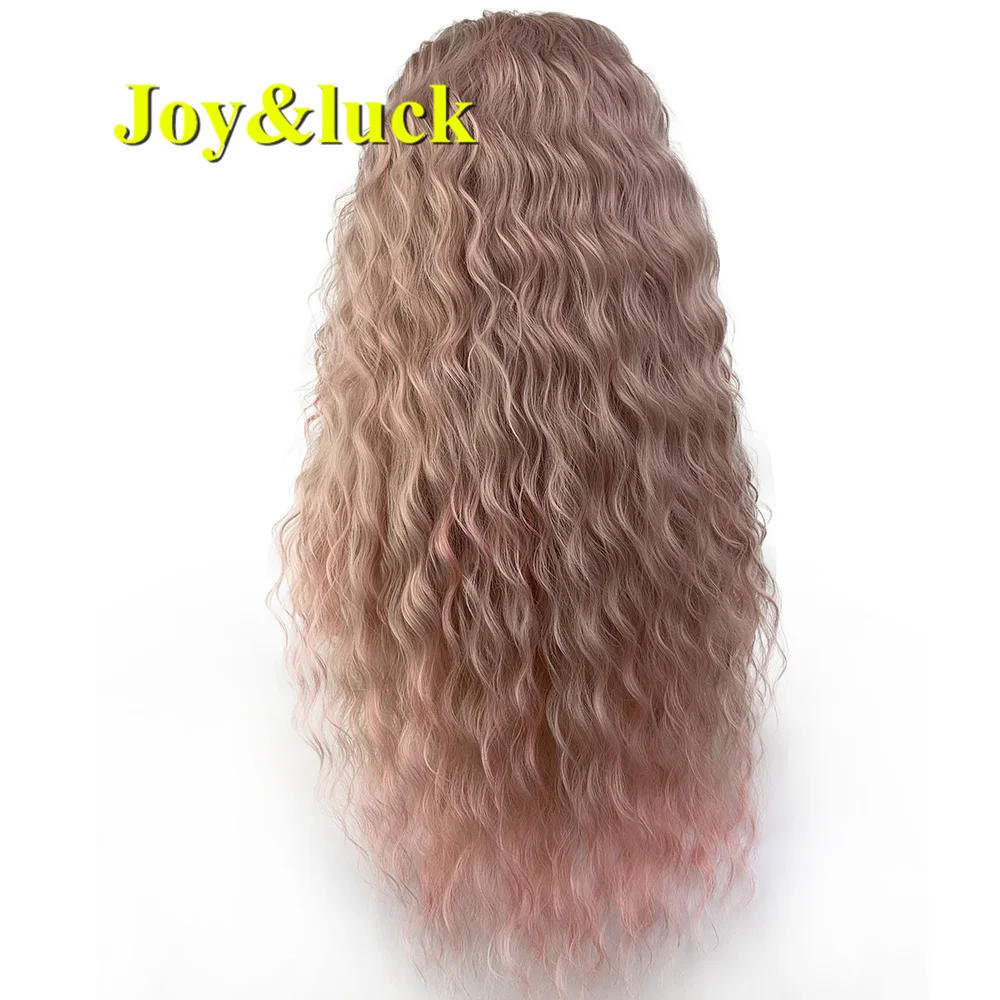 Synthetic Long Pink Wig Cosplay Women Wig Fashion Good Quality Orange Soft Natural Curly Hot Sell Party Hair