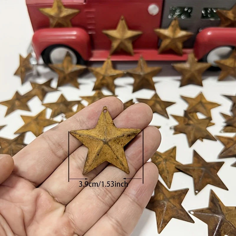 30Pcs Rust Iron Mini Barn Ornaments 3.9cm Hole, Outdoor Yard Lawn Garden Wall Decor