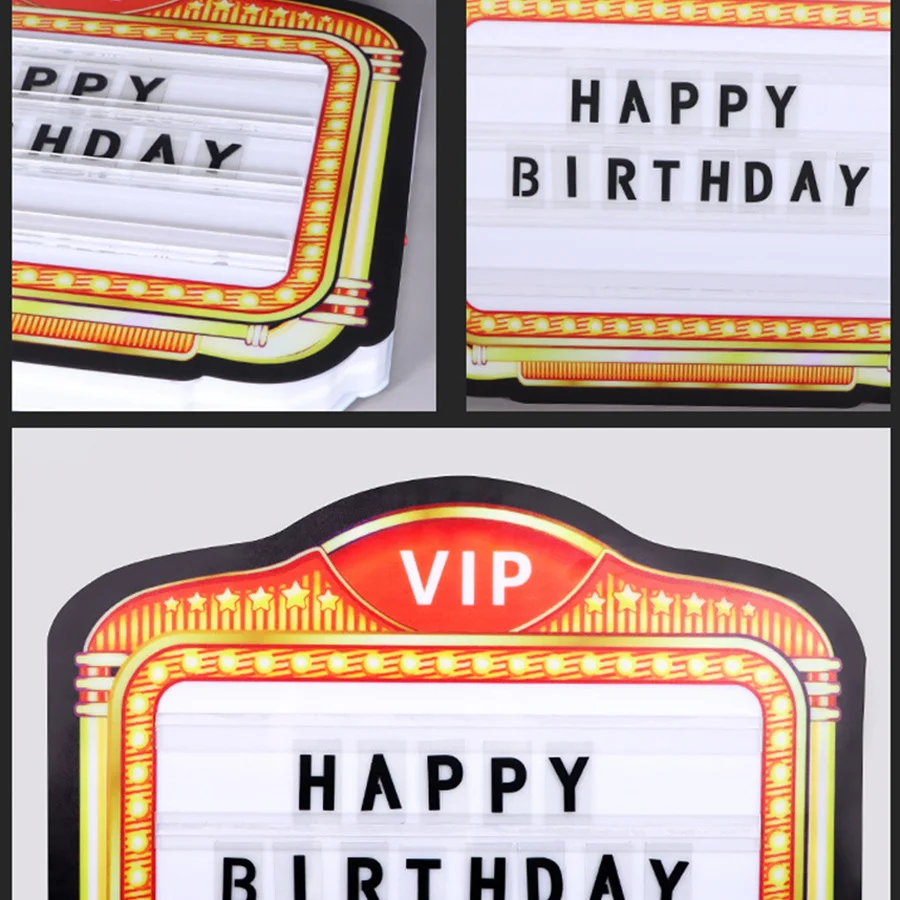 Customized Logo Happy Birthday LED Marquee Message Board Sign VIP Service Light Box for Night Club Nightlife Lounge Bar Decor