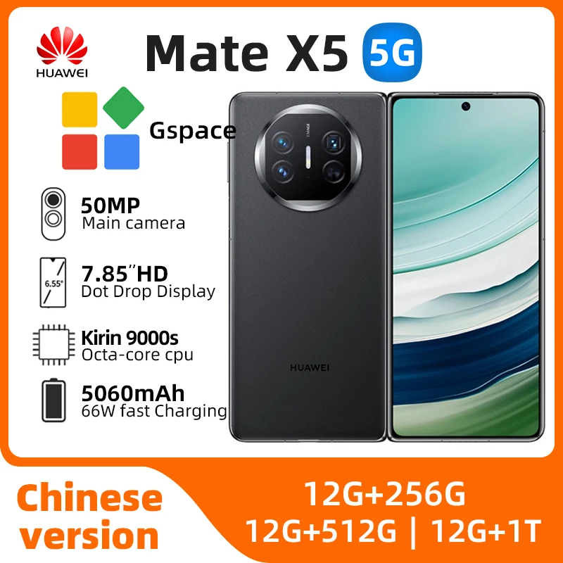 HUAWEI Mate X5 Fold Screen Smartphone 7.85 inch Kirin 9000S HarmonyOS 4.0 50MP Camera 5060mAh Mobile phones Original used phone