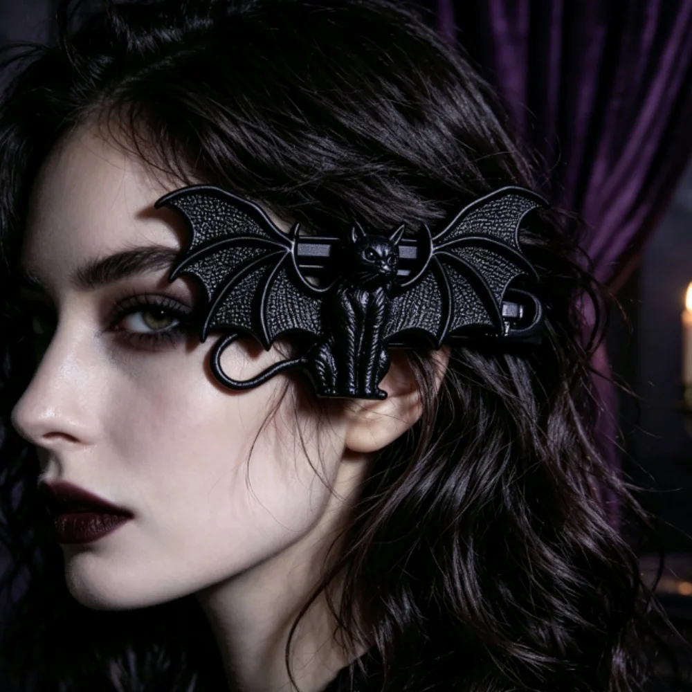 Halloween Black Winged Owl Dark Retro Creative Headpiece, Duckbill Clip
