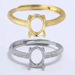 4 Prong Ring Blank Adjustable Brass Finger Ring Plated Claws Ring Settings Base for Oval Gemstones Cabochon Setting Jewelry,3Pcs