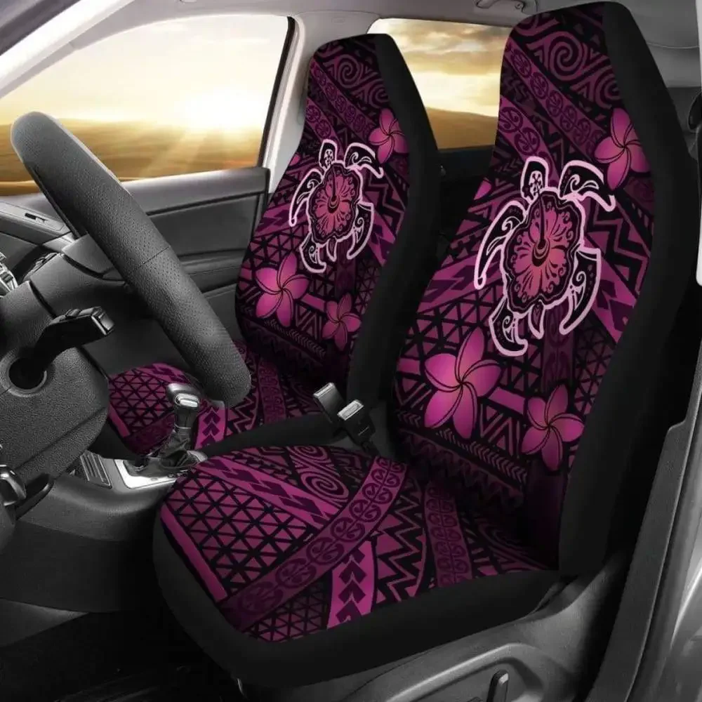 Hawaii Mix Polynesian Turtle Plumeria Car Seat Covers Pink Pack of 2 Universal Front Seat Protective Cover