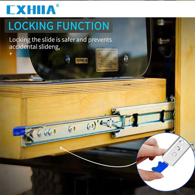 Imagem -04 - Cxhiia Industrial Ultra Heavy Duty Gaveta Slides com Trava 3-fold Extensão Completa Rolamento de Esferas Montagem Lateral Cxd2576 Par