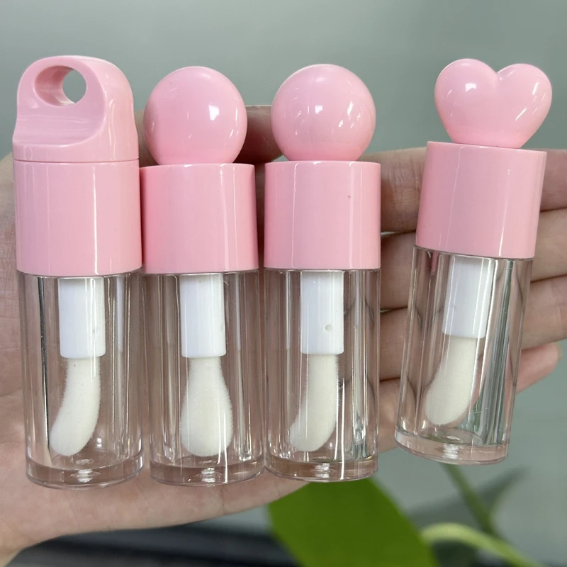 100pcs 4ml Pink Lip Gloss Tubes with Brush Lip Blam Empty Tube Bottle Containers Cosmetics Packaging