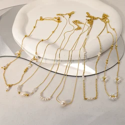 WILD & FREE Trendy Baroque Pearl Pendant Necklaces for Women Stainless Steel Chains Elegant Aesthetic Accessories Jewelry