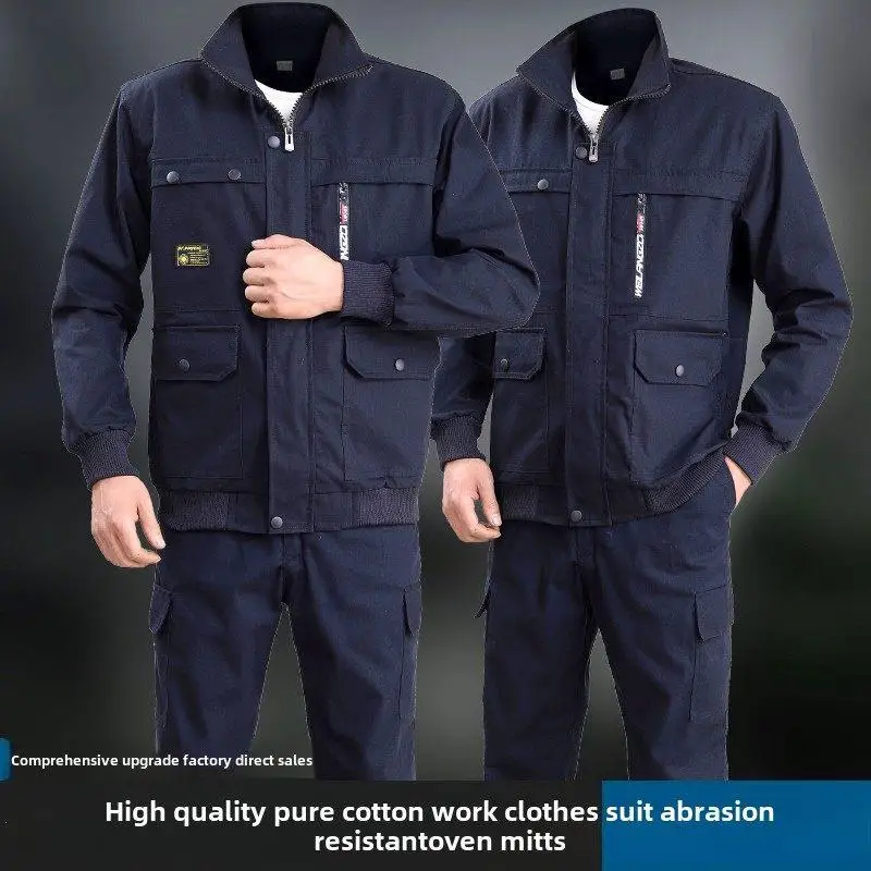 

Thiened Pure Cotton Workwear Set for Men Welding Protective Suit Anti-Heat Construction Site Work orm
