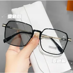 Large Frame Reading Mirror Photochromic Anti Blue Light Reading Glasses for Men Women Fashion Trend Personalized Brand Design