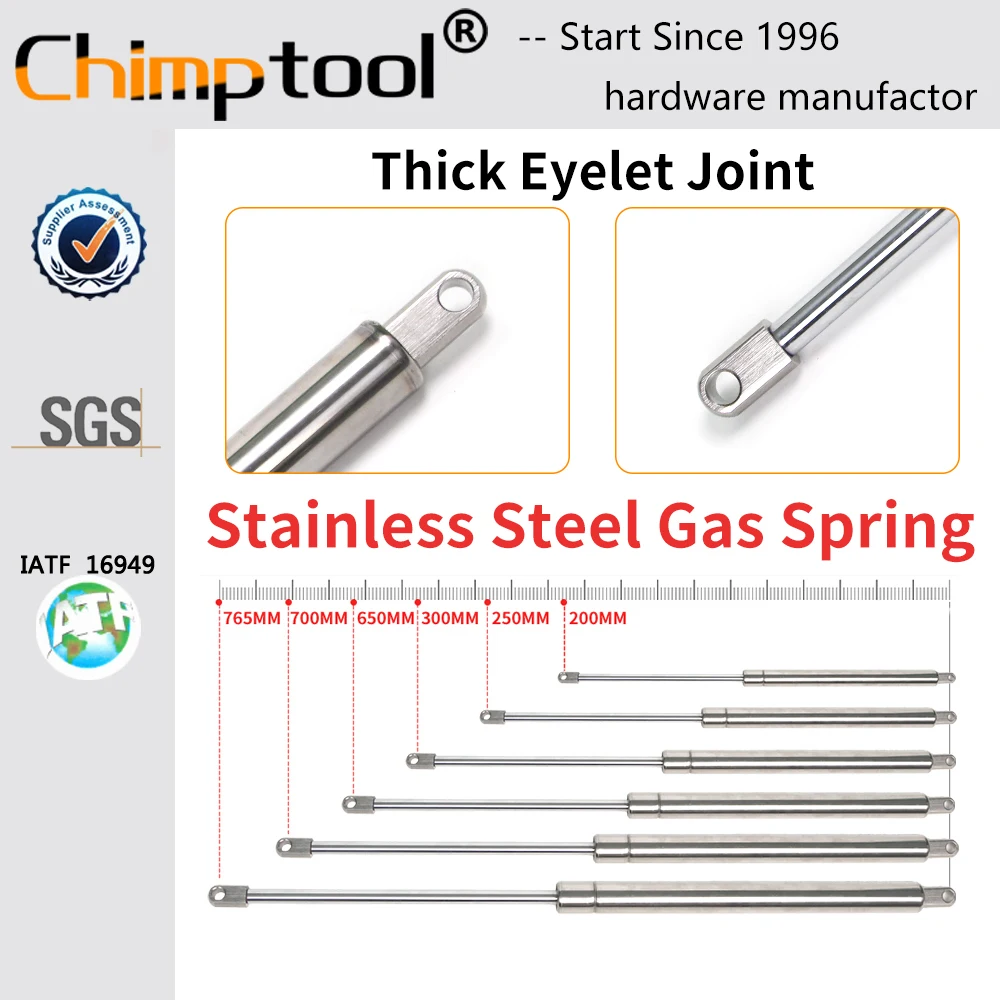 1 Pc 316 Stainless Steel Thick Eyelet Joint Gas Spring Universal Shock Absorber Hydraulic Lift Support Strut Bar Customizable