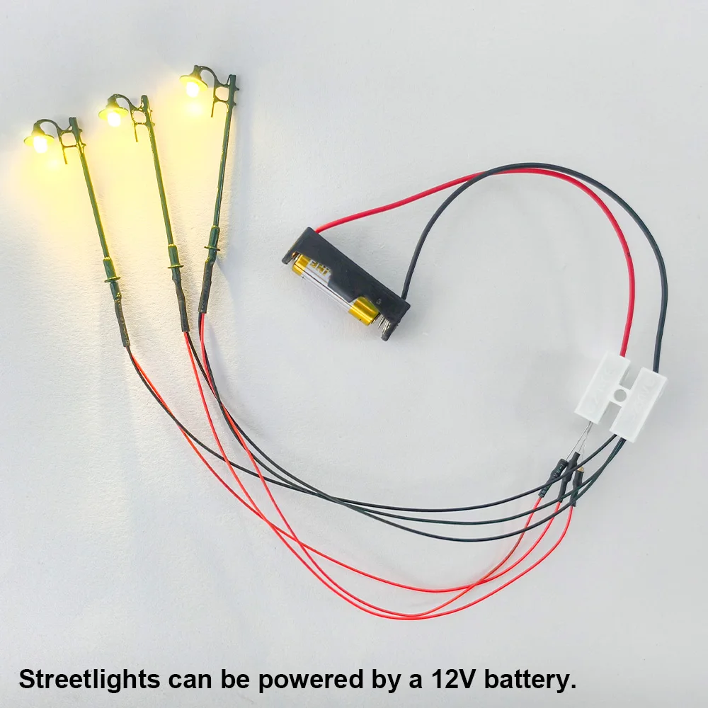2Pcs Miniature Street Lamp 12V Single/Double Head Lights DIY Micro Landscape Railway Train Garden Decor Model Accessories view 4