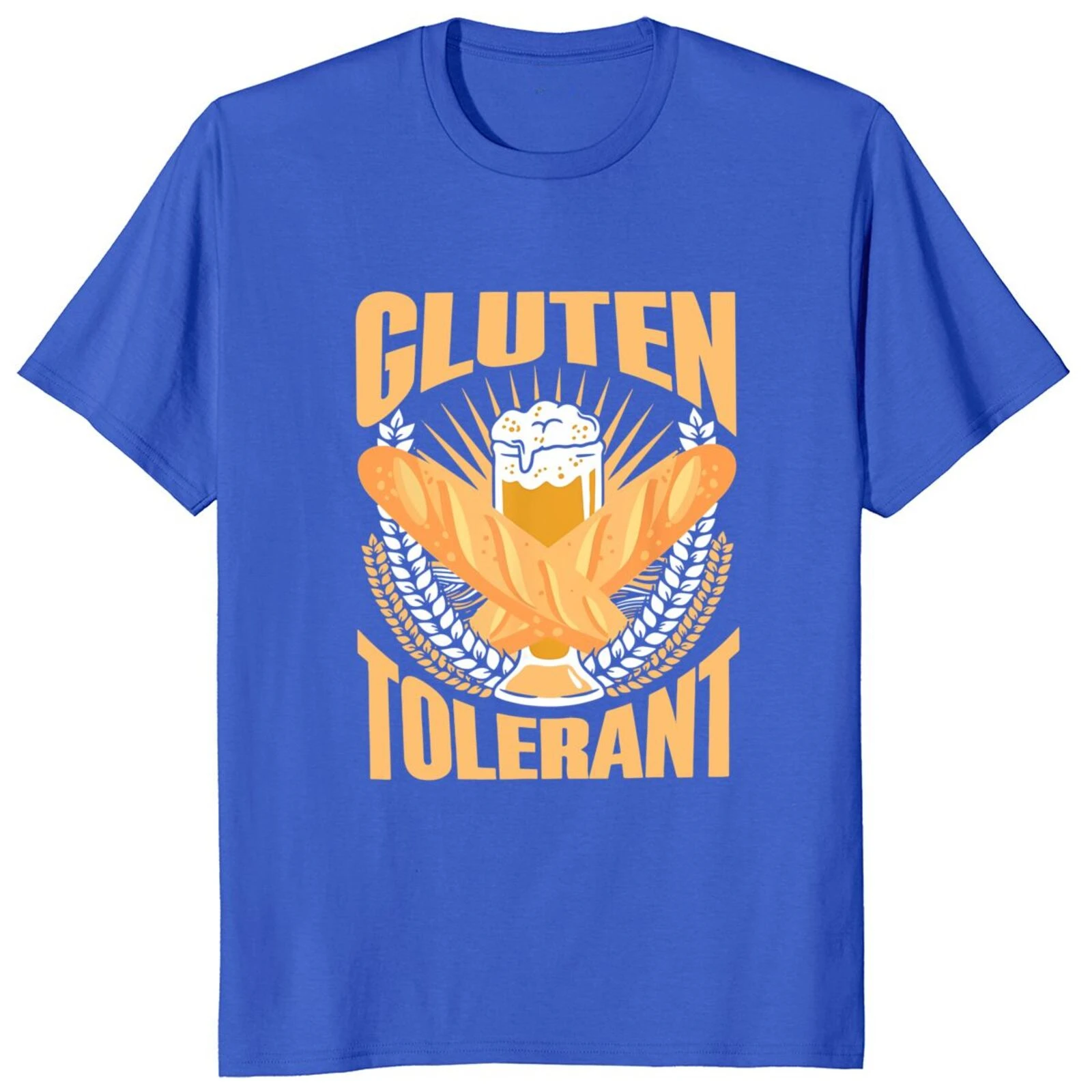 Retro Sarcastic Humour Beer Drinking Meme Topss Summer 100% Cotton Unisex O-neck Breathable T-shirts  Gluten Tolerant T Shirt