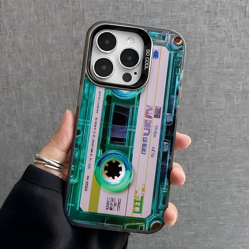 Funda creativa de casete único para iPhone 17 16e 16 15 14 13 12 11 mini Pro Max X XR XSMAX 8 Air Plus, mate antigolpes 6
