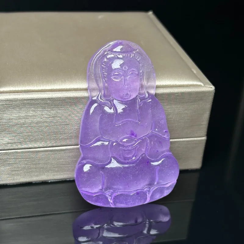 

Изысканный кулон Гуаньинь из высококачественного фиолетового льда