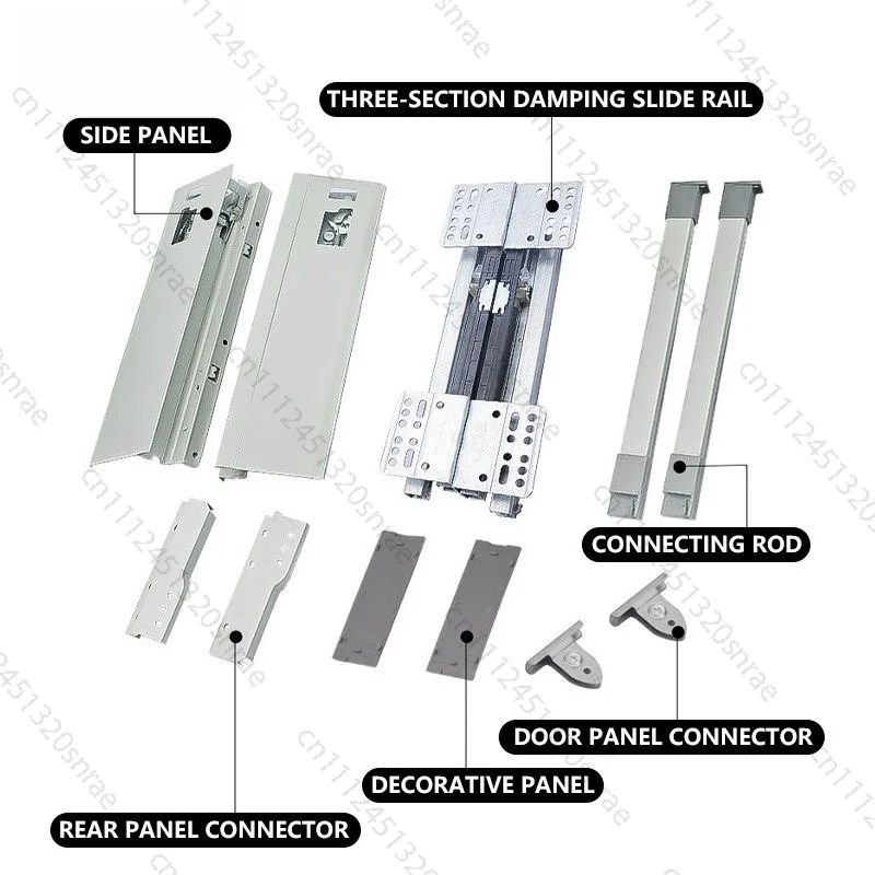 Furniture Hardware Side Mount Double Rod Metal Design Kitchen Apartment Bathroom Soft Close Function