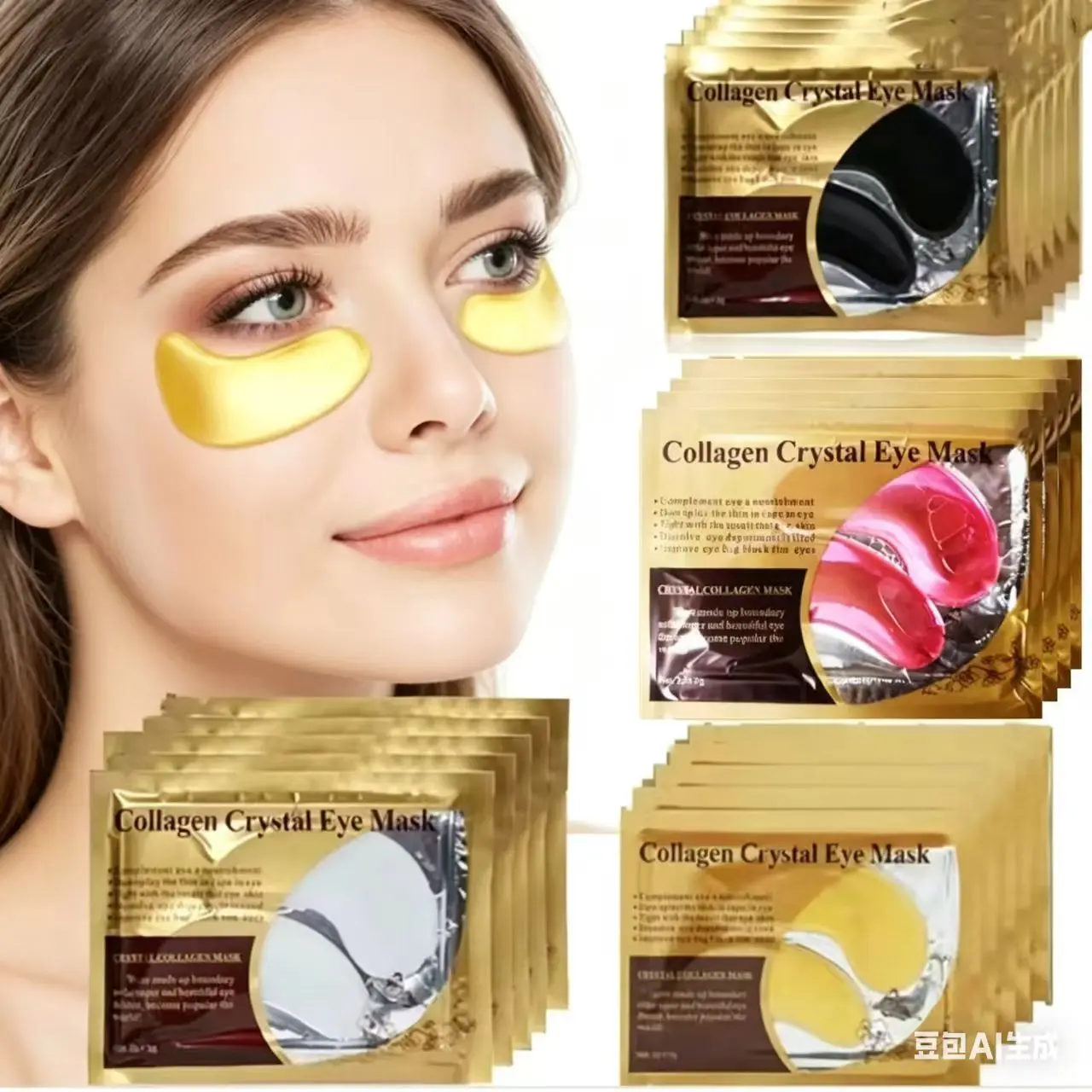 10 pares de mascarillas de colágeno dorado para el contorno de ojos, parches reafirmantes, hidratantes y nutritivos para el cuidado de la piel.