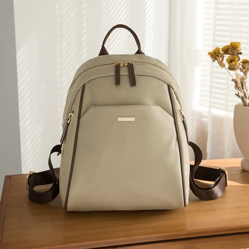 Women Oxford Backpack Minimalist Zip Front Water Resistant for Daily Travel Work Commuting 1256 with Carry Handle Casual Bag