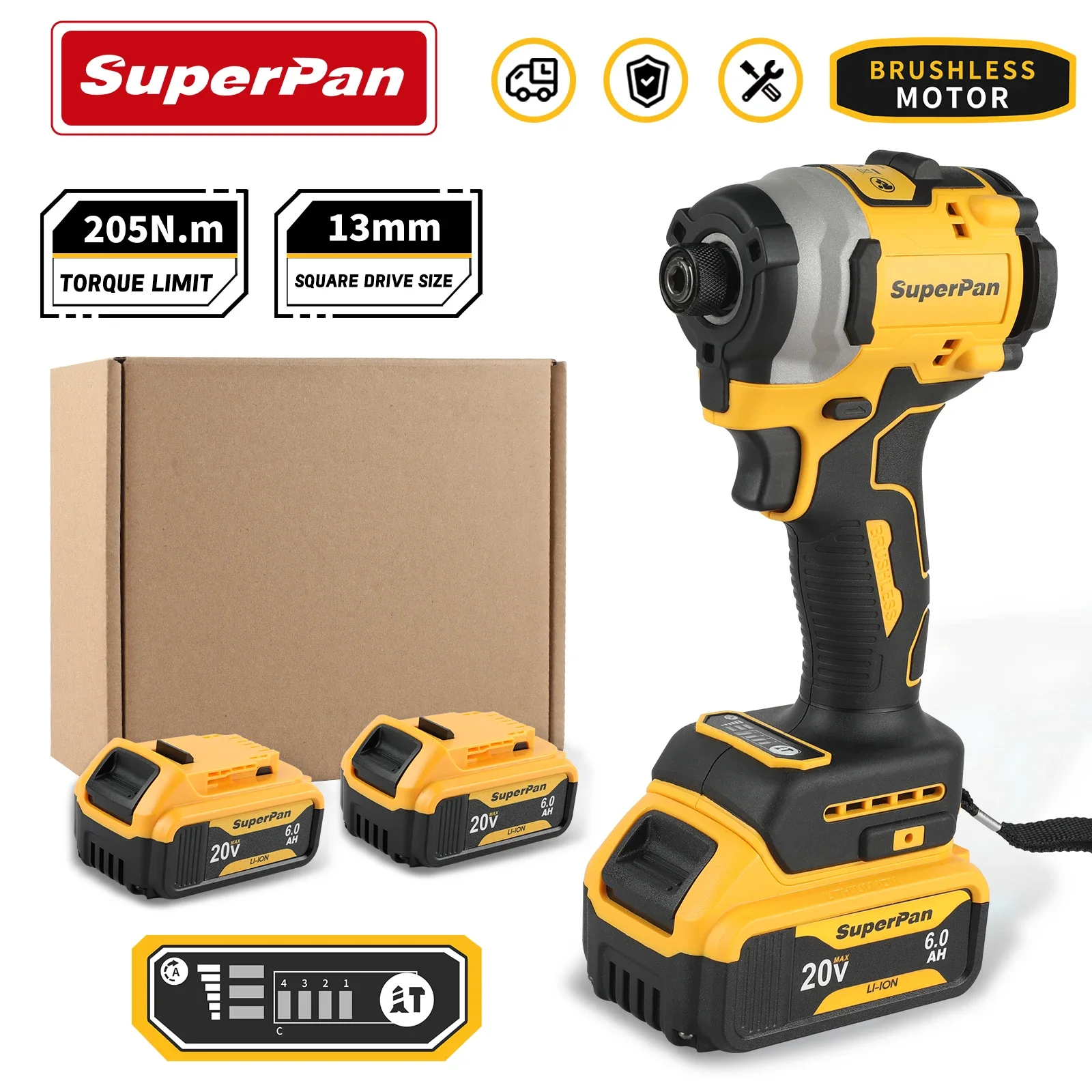 

SuperPan DCF850 20 В Бесщеточный | Беспроводной ударный гайковерт, электроинструмент с высоким крутящим моментом 3250 об/мин