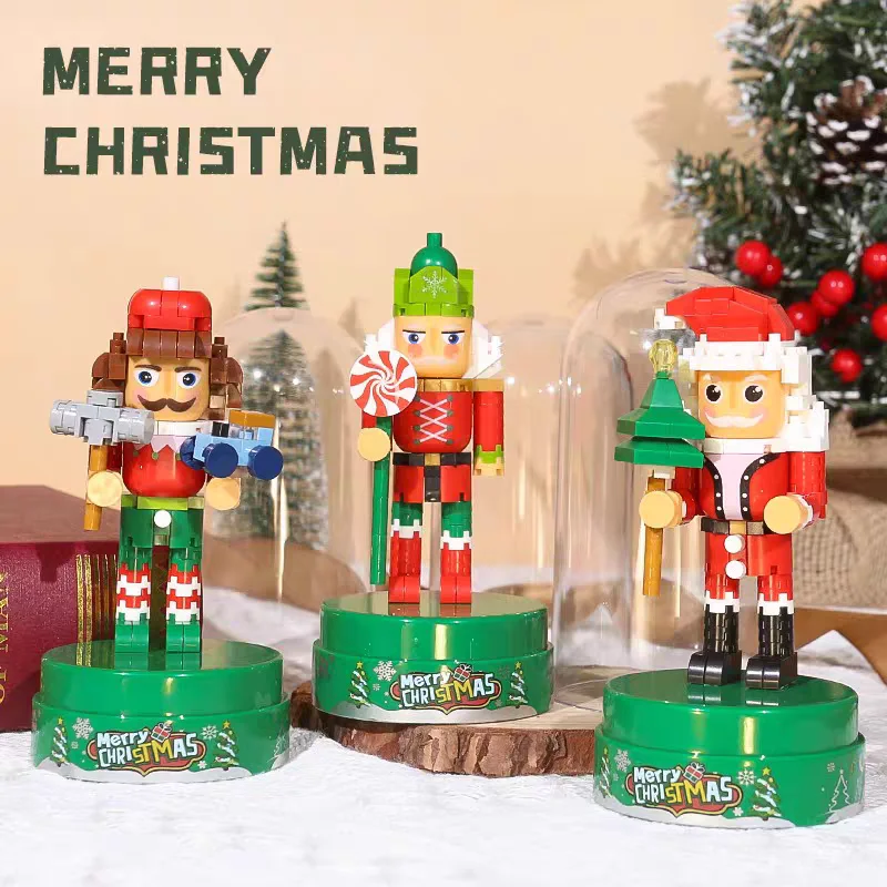 Retro Soldier Shaped Creative Miniature Building Block Model Christmas Home Ornament DIY Educational Kids Toys Holiday Gifts