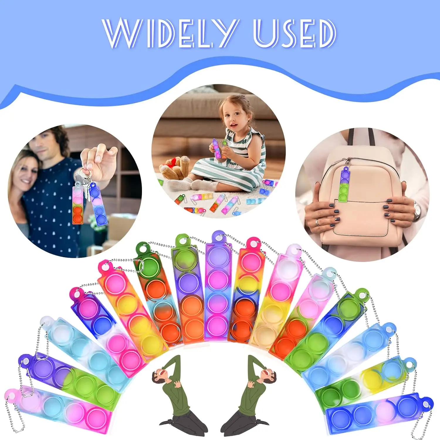 10/20/30/80/150 Pcs Mini Pop Keychain Fidget Toy - Sensory for Kids Birthday Party Favors Classroom Prizes - Pop Keychain Toy view 4