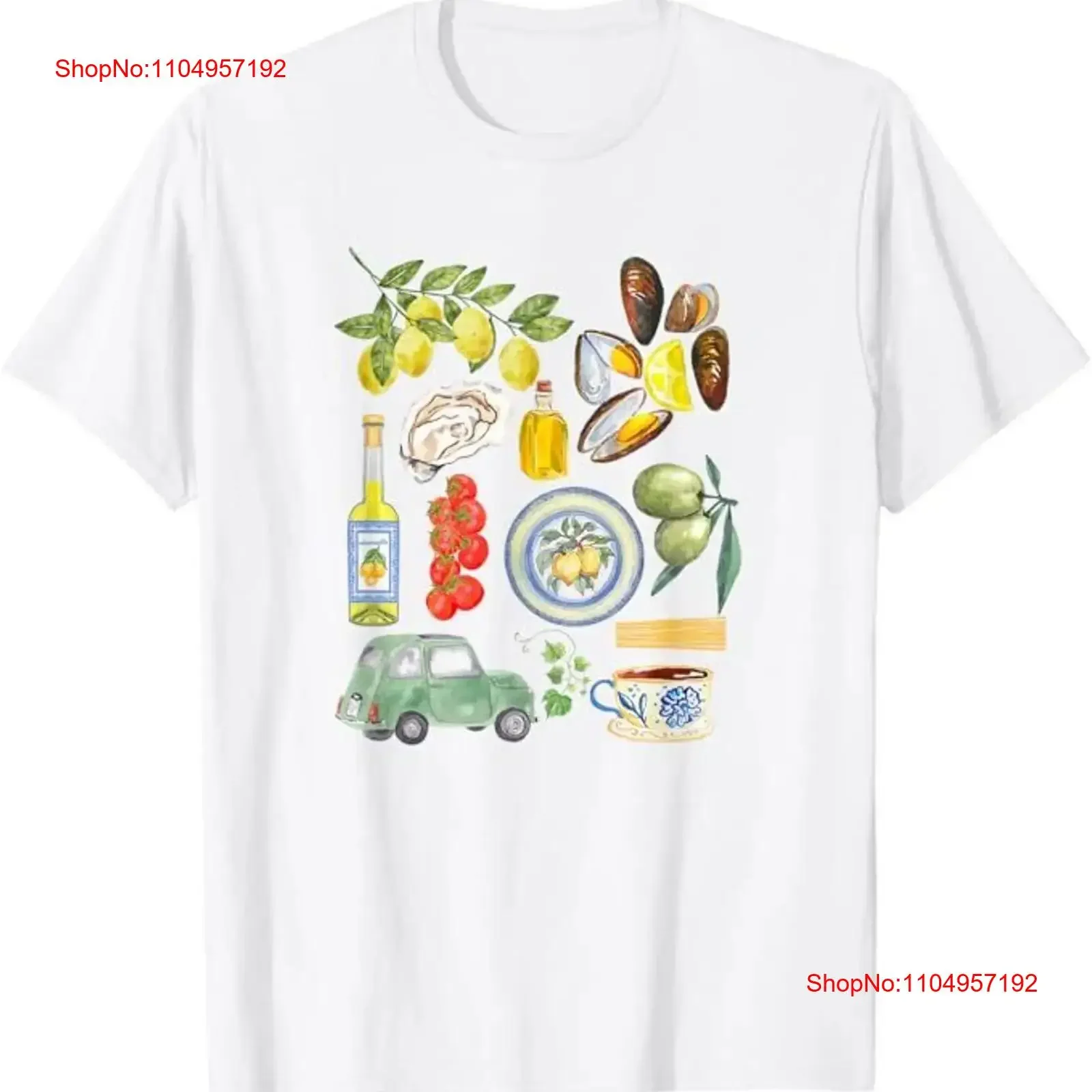 

Italian Summer Scrapbook with Limoncello seafood coastal T Shirt vintage Washed Stretched Soft Breathable Versatile